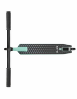 Black scooter with a mint green accent on a white background