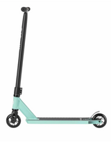 Mint green scooter with black accents on a white background