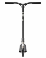 Black scooter with 'micro' branding on a white background