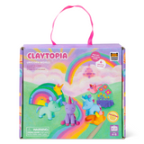 Claytopia Unicorn World toy set packaging with colorful design and rainbow elements.