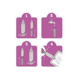 Step-by-step instructions for using the water paint brush on a purple background