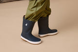 Detail view of child wearing CRYWOLF Rain Boots - Indigo