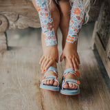Child wearing CRYWOLF Beach Sandal - Paradise with matching swimwear