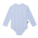 CRYWOLF Long Sleeve Swimsuit Sky Blue Stripe