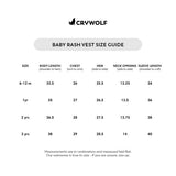 CRYWOLF Baby Rash Vest size guide