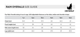 Crywolf Rain Overalls Size Guide