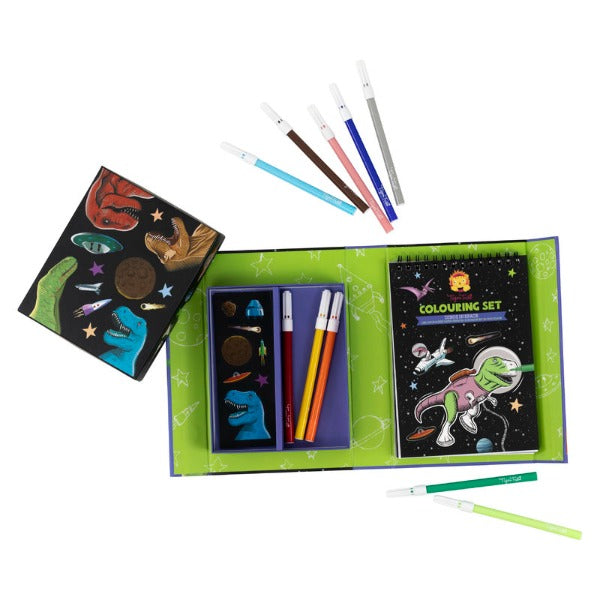 Contents of TIGER TRIBE Colouring Set - Dinos in Space