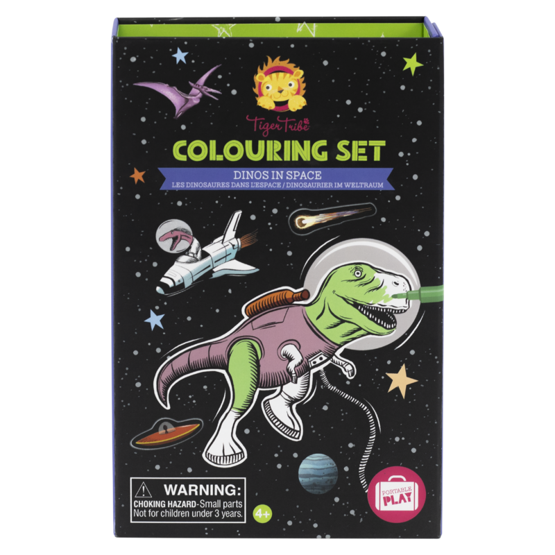 TIGER TRIBE Colouring Set - Dinos in Space packaged