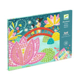 Mosaic art kit packaging with colourful design and bridge illustration