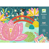 Mosaic art kit packaging with a bridge and floral design, featuring Djeco branding.
