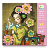 3D picture packaging featuring a woman in a green kimono with flowers, brand 'DJECO' visible