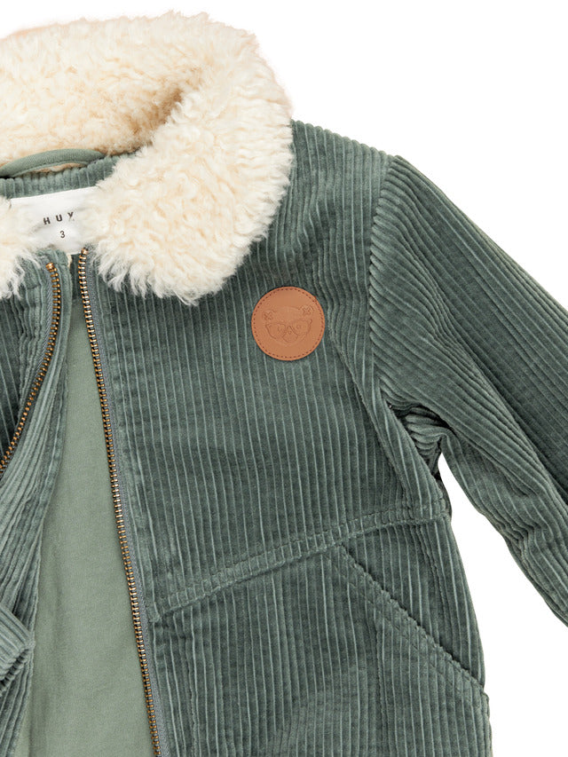 Detail view of HUXBABY Light Spruce 80's Cord Jacket