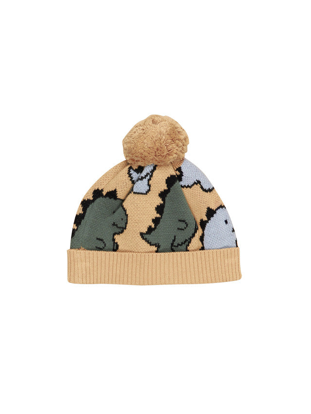 Back view of HUXBABY T-Rex Knit Beanie