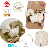 Plush toy sheep with packaging and additional views on a white background