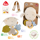 Fehn sheep rattle toy with packaging and additional features displayed.