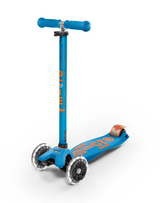 Blue scooter with orange accents on a white background