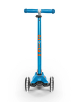 Blue scooter with orange accents on a white background