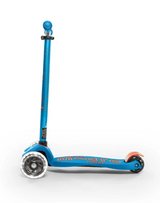 Blue scooter with visible branding on a white background
