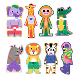 Set of colorful animal-shaped puzzles on a white background