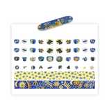 Set of nail art stickers with cartoon characters on a white background