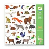 Pack of Djeco animal stickers with a variety of illustrated animals on a white background.