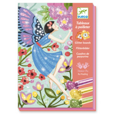 Glitter boards packaging with a fairy design and Djeco branding