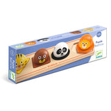 Boxed set of DJECO 4 piece Animal Ball'n'Co Large Button Wooden Puzzle
