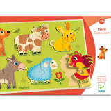 DJECO 12 piece Wooden Farm Animal Puzzle BOXED