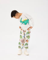 Boy wearing ROCK YOUR BABY GREEN DINO LONG SLEEVE T-SHIRT