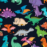 Detail view of colourful dinosaur print on the ROCK YOUR BABY ON THE MOVE TRACK SHORTS