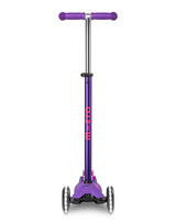 Purple scooter with pink logo on a white background