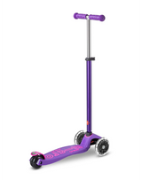 Purple children's scooter with break on a white background
