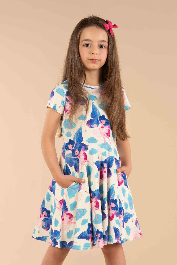 Child wearing the ROCK YOUR BABY Fairy Girls Waisted Dress