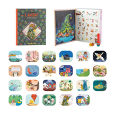 Open Children's Advent calendar showing pages from the stories