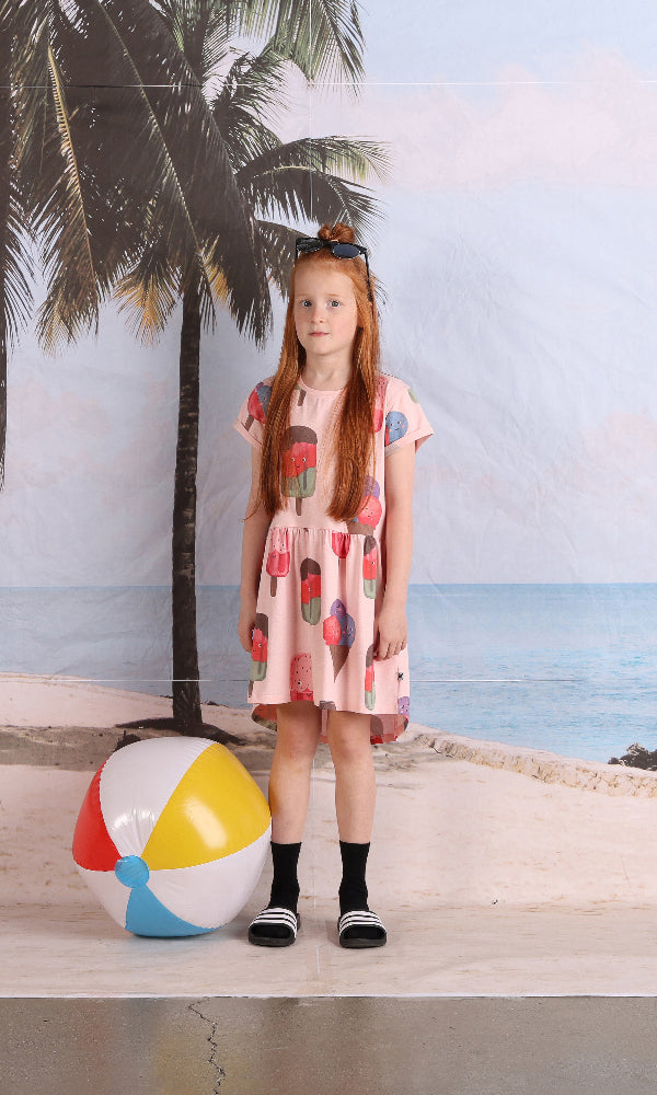 Girl wearing the MINTI Ice-cream Stand Dress