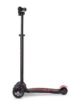 Black scooter with red accents on a white background