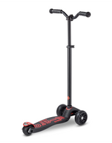 Black scooter with red accents on a white background