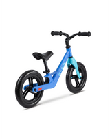 Blue balance bike on a white background