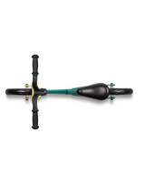 Green scooter with yellow accents on a white background