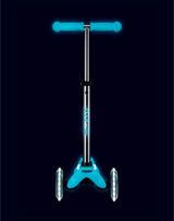 Glowing blue scooter on a black background