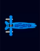 Blue 'mini micro' scooter on a black background