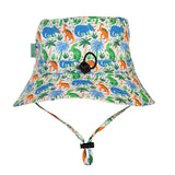 ACORN Prehistoric Wide Brim Bucket Hat - Natural/Blue/Orange toggle back view