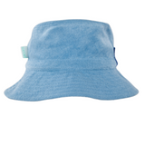 Blue bucket hat on a white background