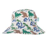 Bucket hat with dinosaur pattern on a white background