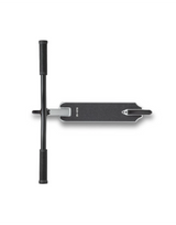 Black & metallic scooter with a handle on a white background