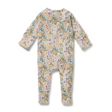 Back view of WILSON & FRENCHY Tiny Bloom Organic Zipsuit With Feet