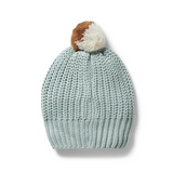 Back view of WILSON & FRENCHY Duck Egg Organic Knitted Hat