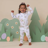 Toddler wearing SNUGGLE HUNNY Easter Bunnies Organic Snugglesuit Convertible Romper