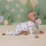 Baby crawling wearing SNUGGLE HUNNY Easter Bunnies Organic Snugglesuit Convertible Romper