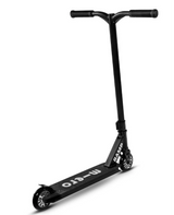Black scooter with 'MICRO' branding on a white background